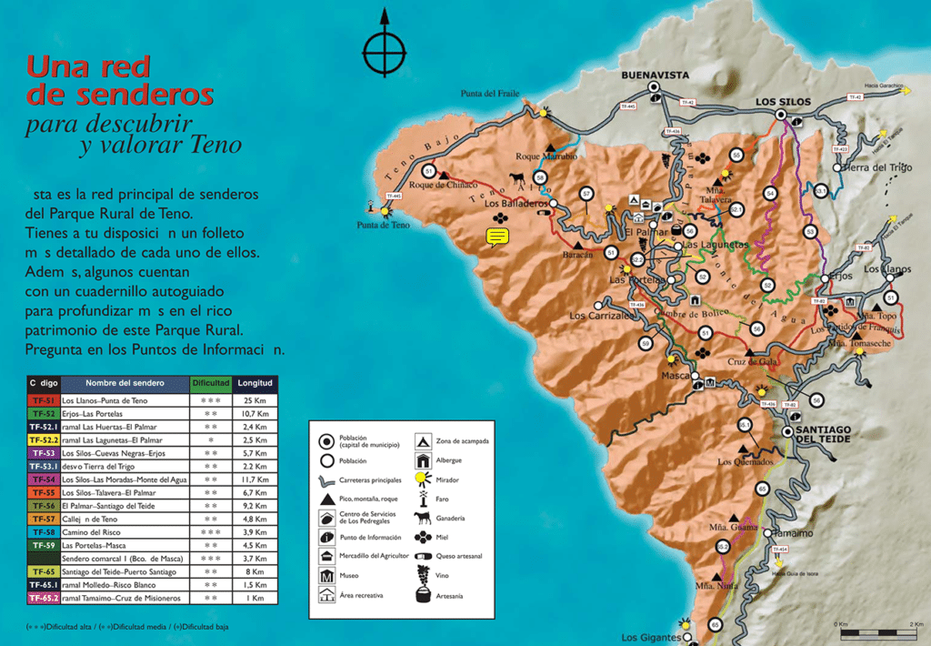 Teno-hegység térkép